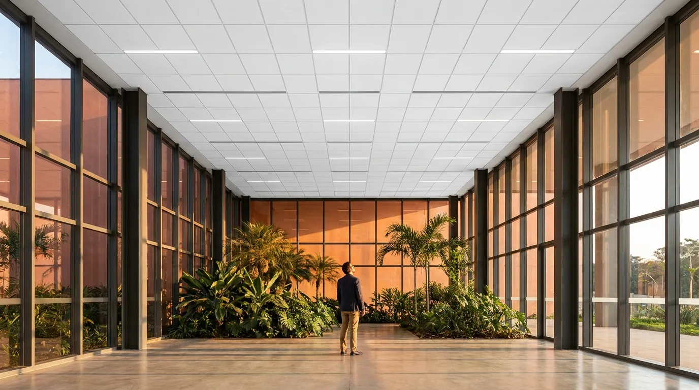 Forro modular branco — Ambiente corporativo